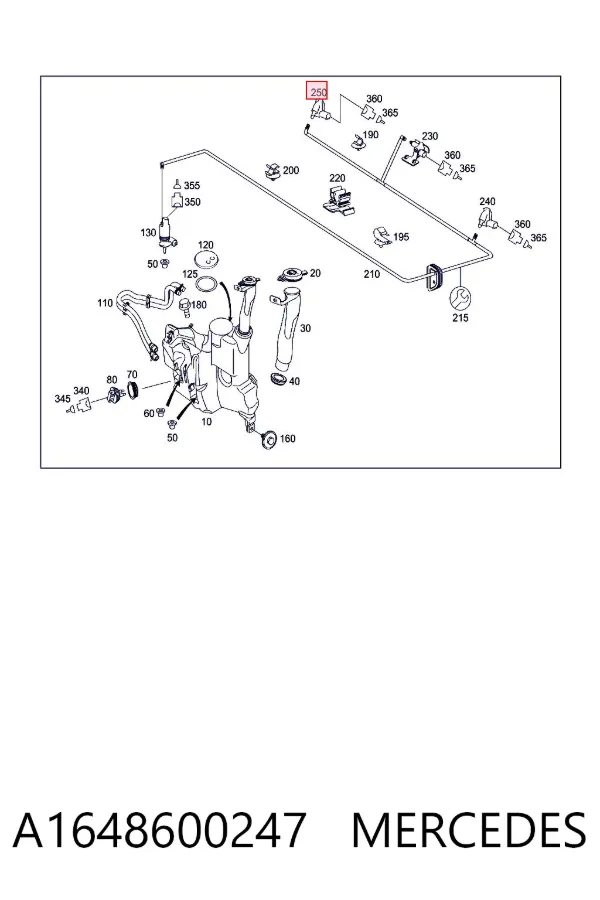 Форсунка омивача скла лобового, права A1648600247 Mercedes