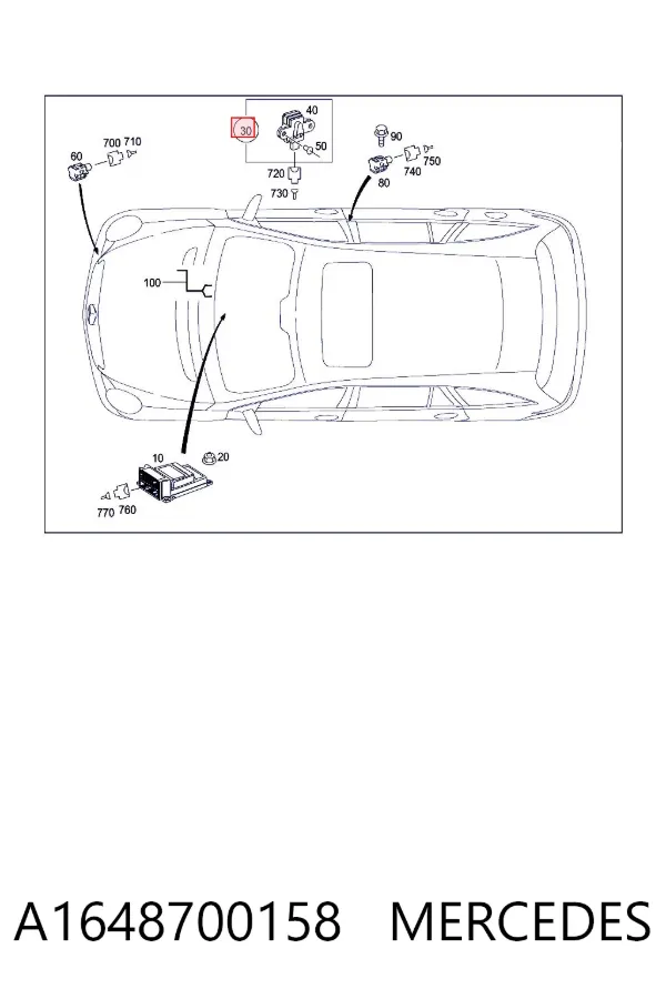 Датчик удару A1648700158 Mercedes