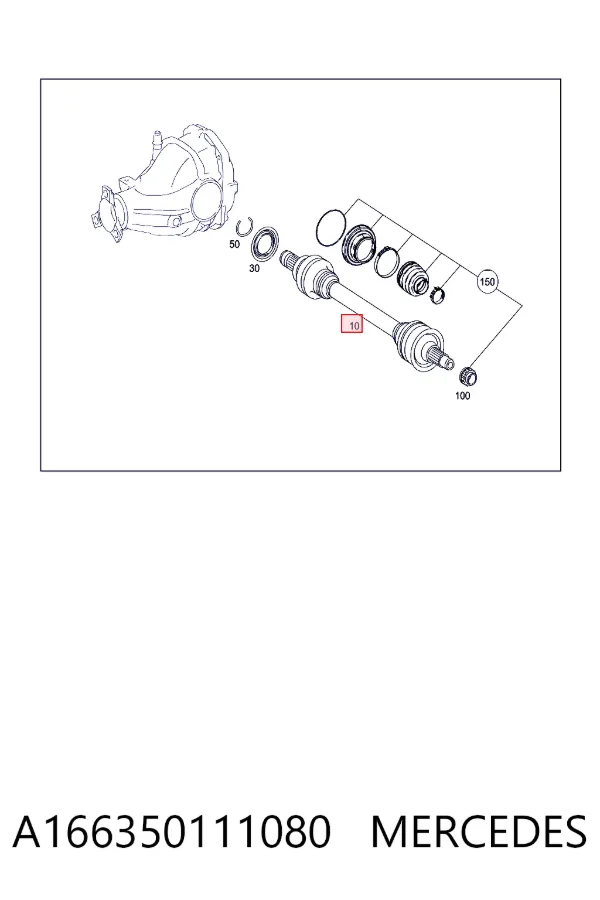 Напіввісь задня Mercedes A1663501110