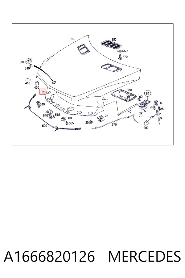 Шумоізоляція капота A1666820126 Mercedes