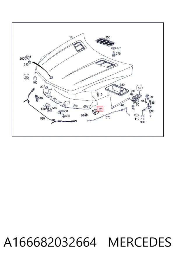 Шумка капота Mercedes A1666820326