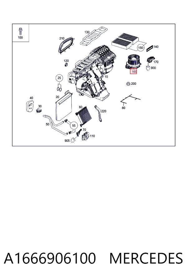Вентилятора пічки A1666906100 Mercedes