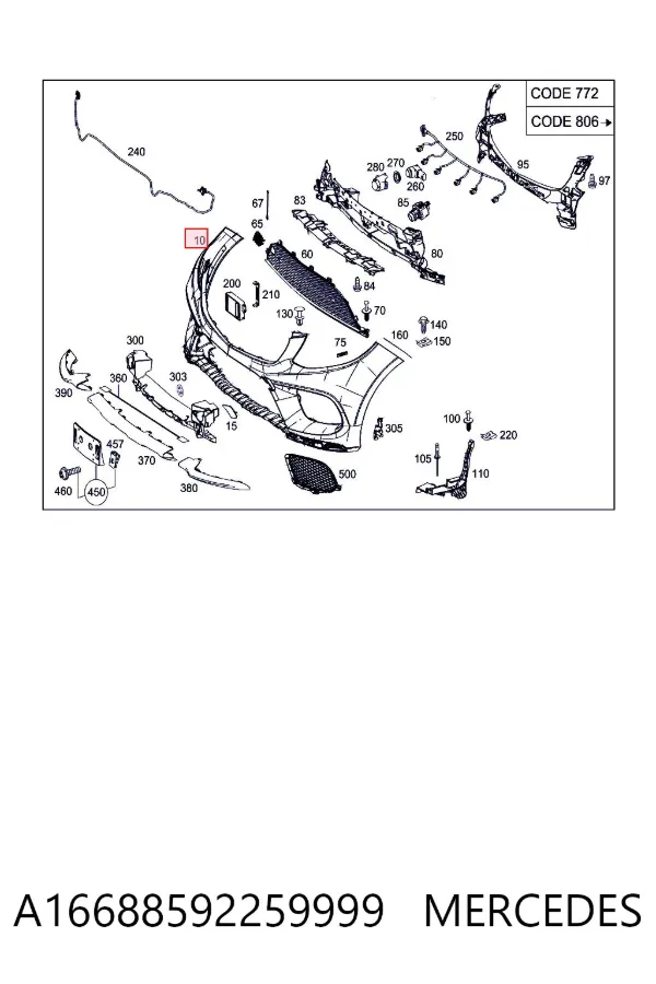 Бампер передній Mercedes A1668859225