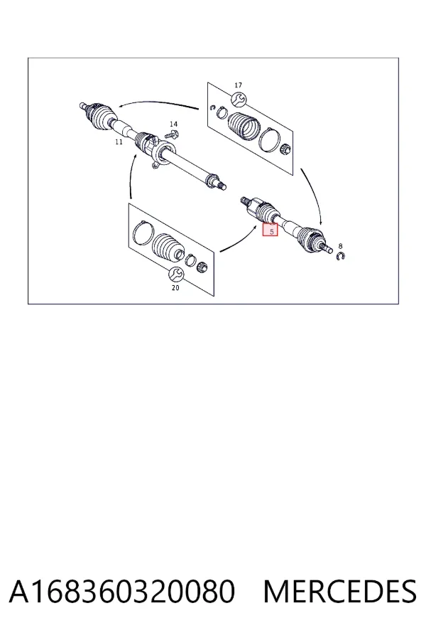 Піввісь передня ліва Mercedes A1683603200