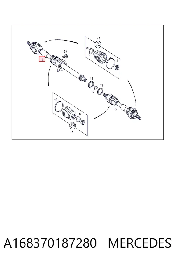 Привід правий Mercedes A1683701872