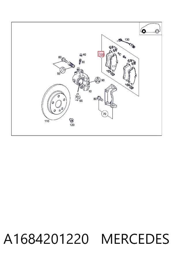 Передні тормозні колодки A1684201220 Mercedes