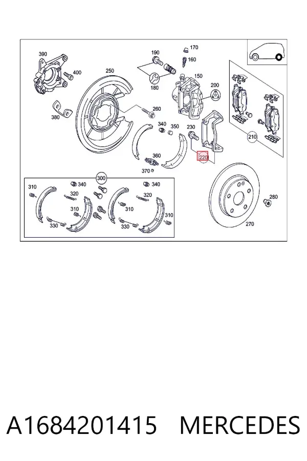 Скоба супорту заднього A1684201415 Mercedes