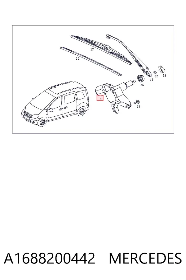 Моторчик заднього склоочисника A1688200442 Mercedes