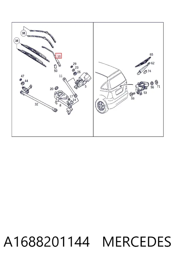 Важіль склоочисника A1688201144 Mercedes