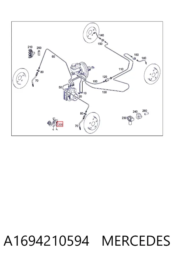 Скоба гальмівної трубки A1694210594 Mercedes