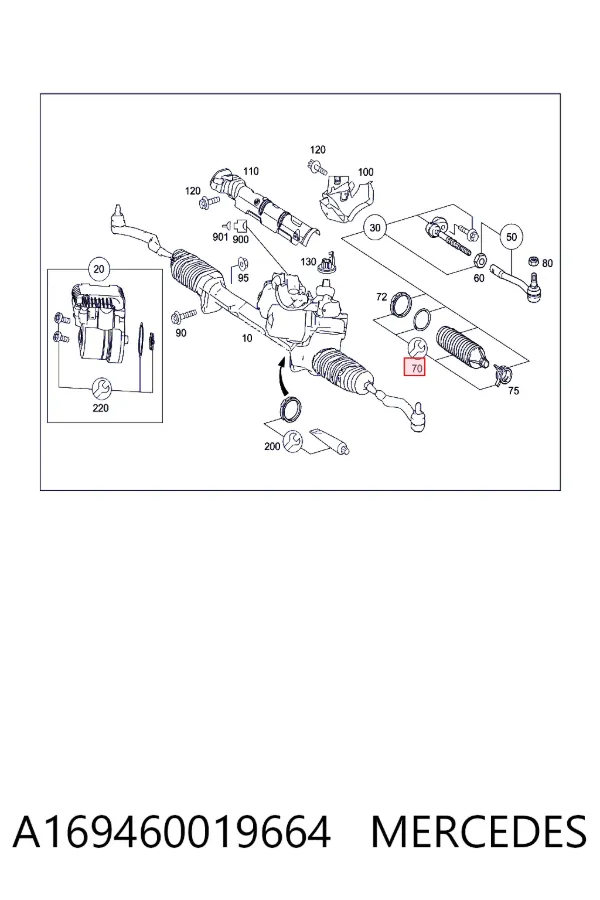 Купити A1694600196 Mercedes Пильник рульового механізму/рейки, лівий