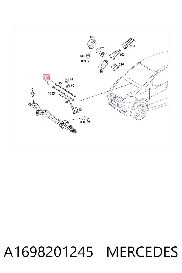 Щітки склоочисника A1698201245 Mercedes