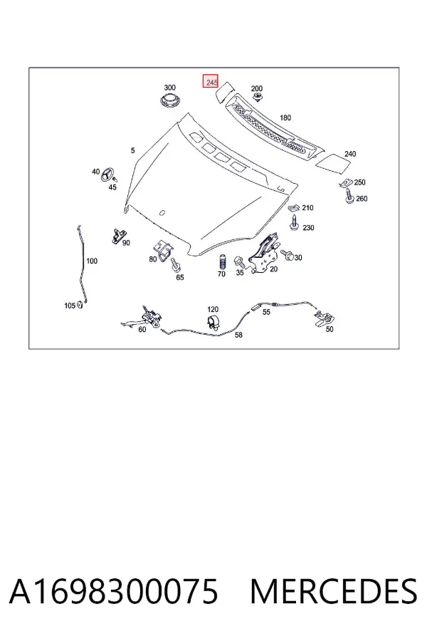 Заглушка жабо збоку A1698300075 Mercedes