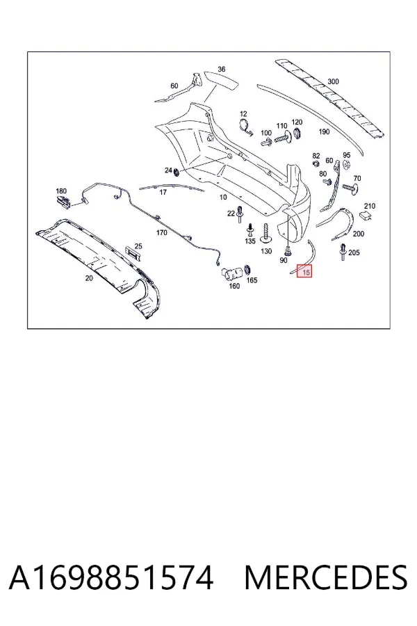 Молдинг заднього бампера, лівий A1698851574 Mercedes