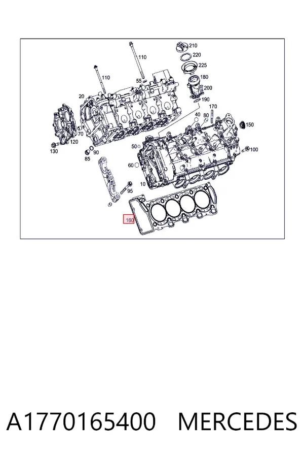 Прокладка головки блока циліндрів (ГБЦ), права A1770165400 Mercedes
