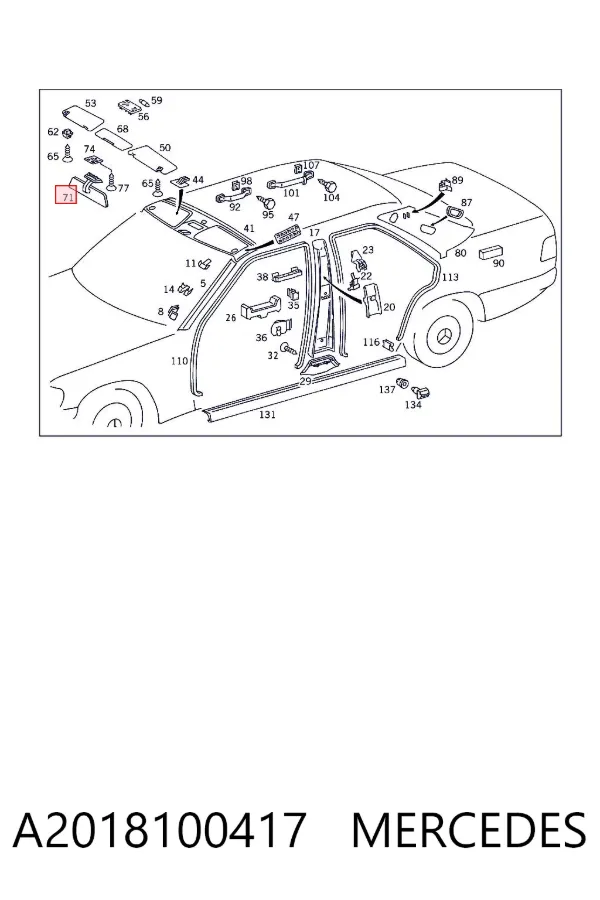 Дзеркало салону A2018100417 Mercedes