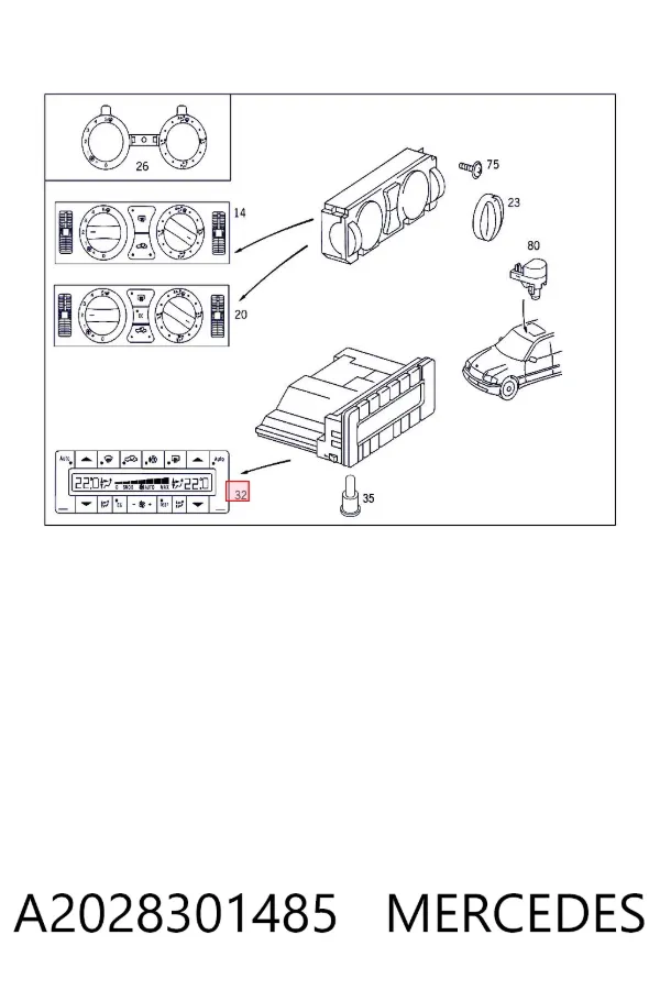 Блок управління кондиціонером A2028301485 Mercedes