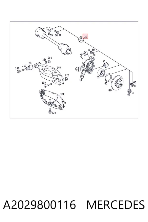 Підшипник задньої ступиці A2029800116 Mercedes