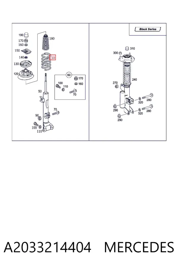 Пружина передня A2033214404 Mercedes