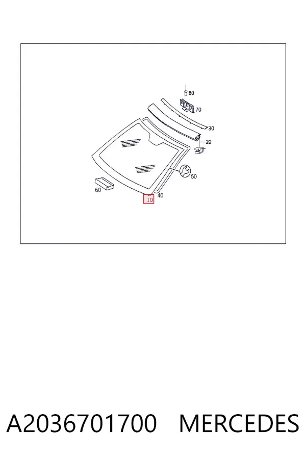 Лобове скло A2036701700 Mercedes