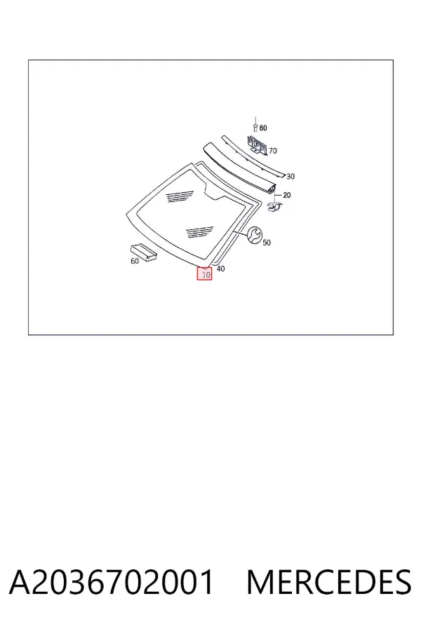Лобове скло A2036702001 Mercedes