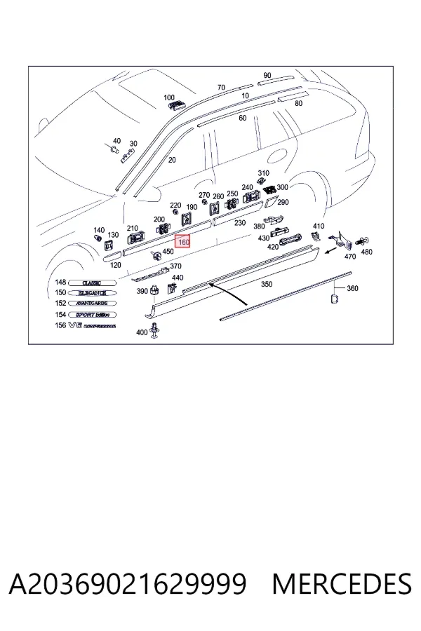 A2036902162 Mercedes Молдинг передніх лівих дверей