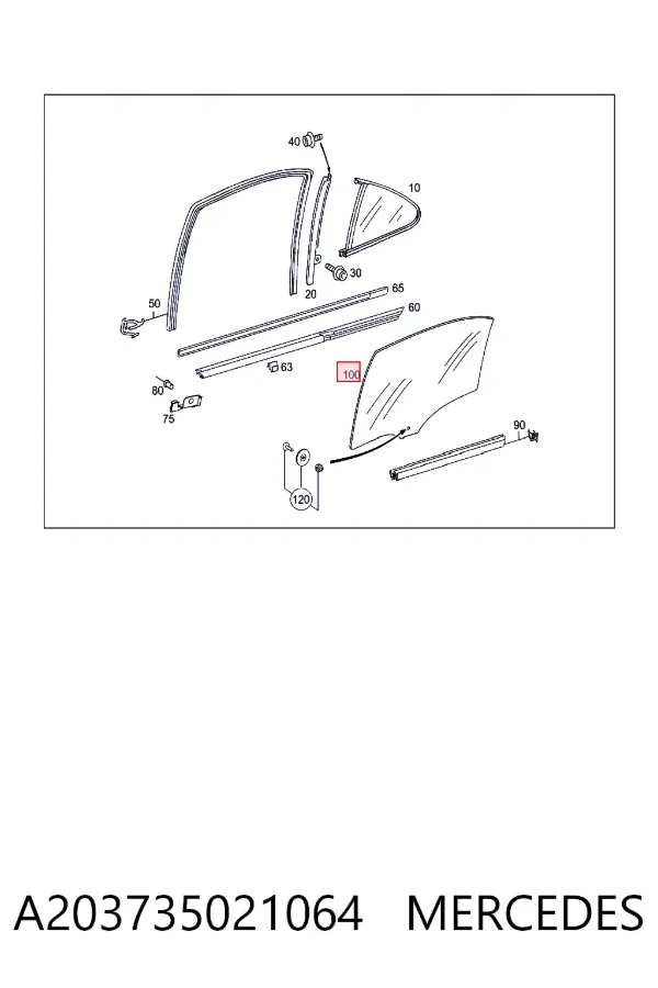 Скло заднє праве Mercedes A2037350210 ціна, від 16.87 USD