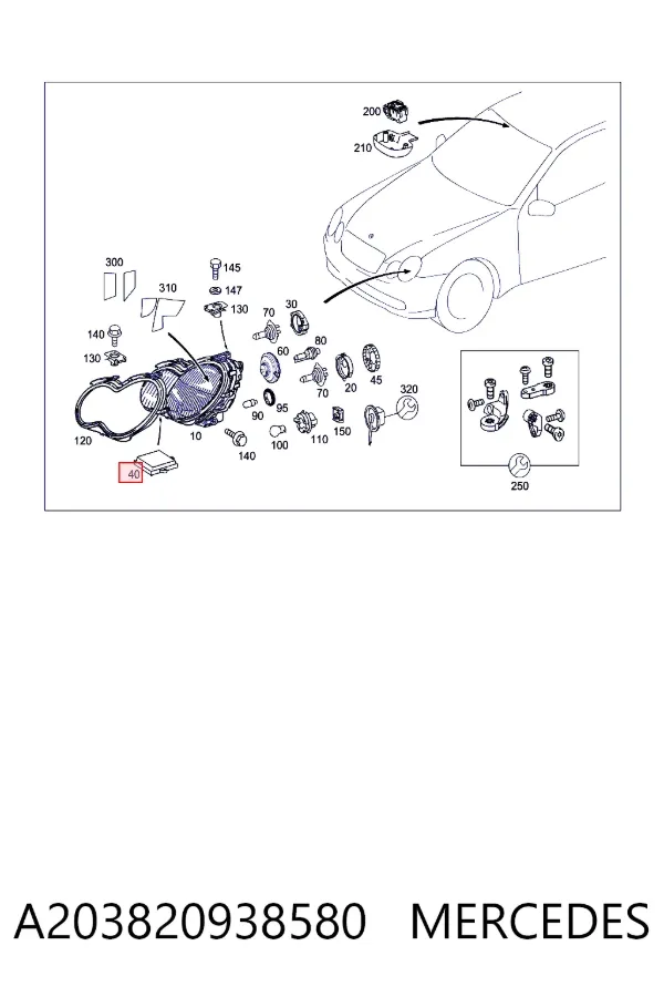Блок розпалювання, ксенон A203820938580 Mercedes