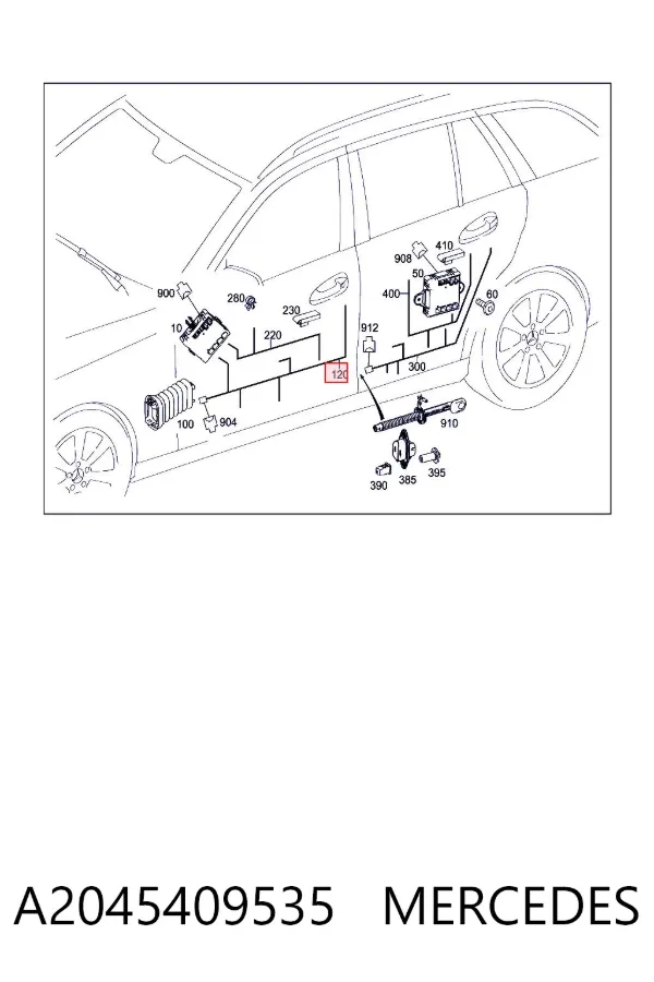 Джгут проводів передньої двері A2045409535 Mercedes