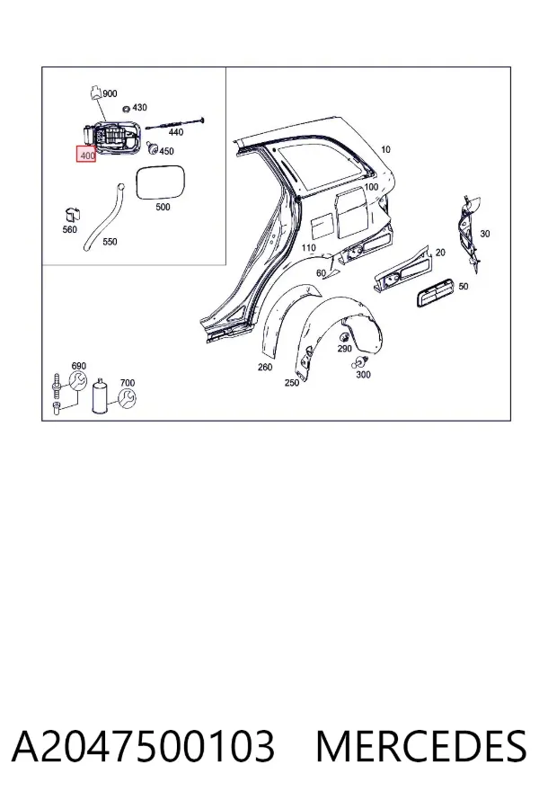 Лючок бензобака A2047500103 Mercedes
