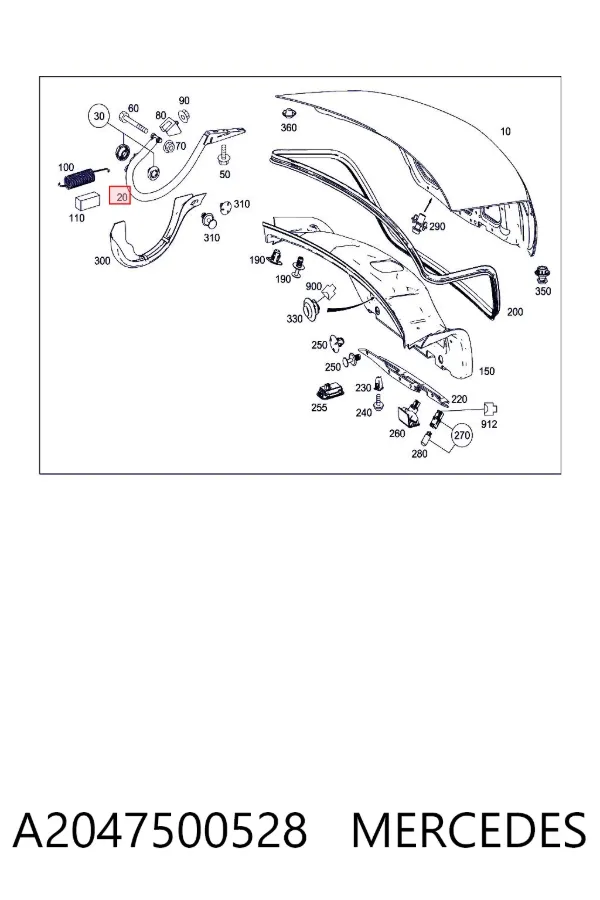 Петля кришки багажника A2047500528 Mercedes