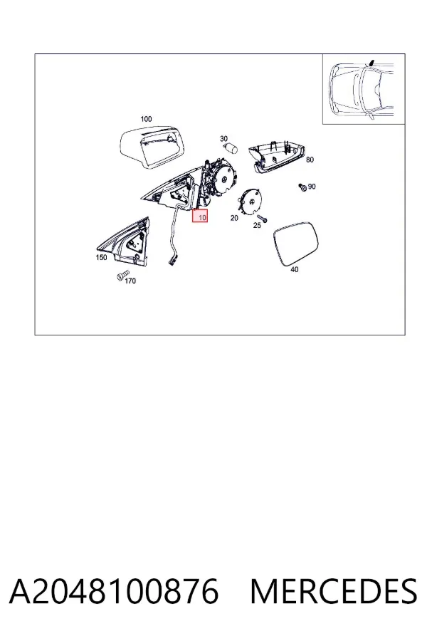 Дзеркало праве A2048100876 Mercedes
