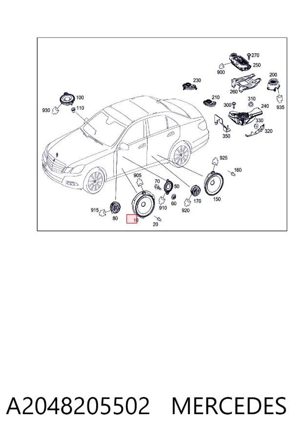 Динамік передньої двері A2048205502 Mercedes