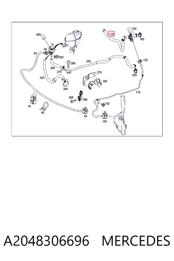 Патрубок термостата A2048306696 Mercedes