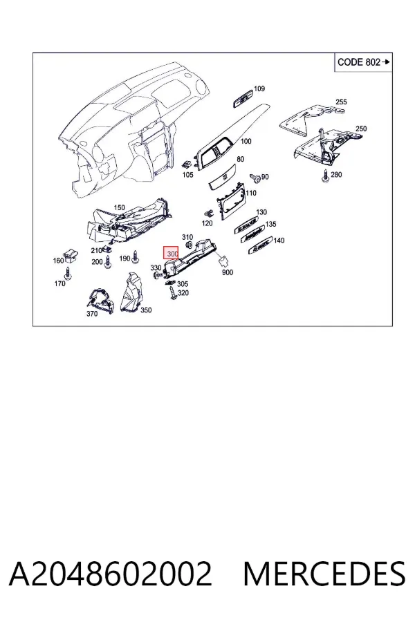 Подушка безпеки, водійська, AIRBAG, захисту колін A2048602002 Mercedes