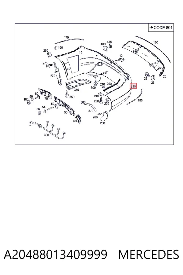 Бампер задній Mercedes A2048801340