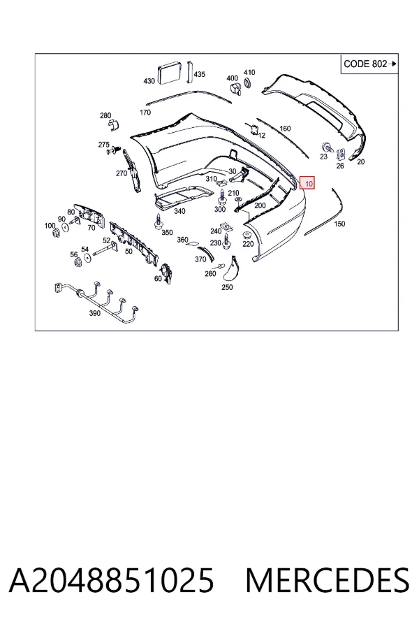 Задній бампер A2048851025 Mercedes
