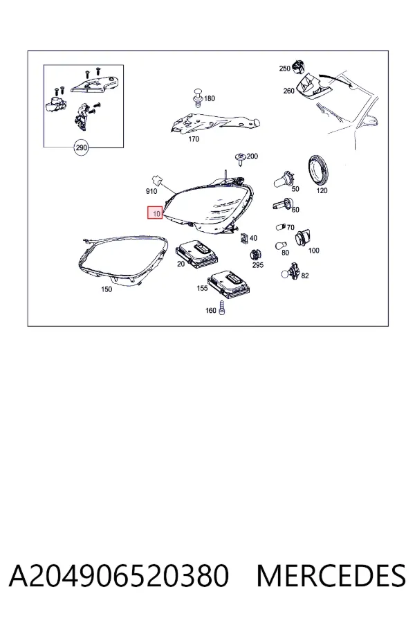 Фара права A204906520380 Mercedes