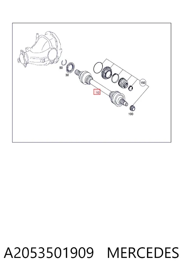 Піввісь задня, права A2053501909 Mercedes