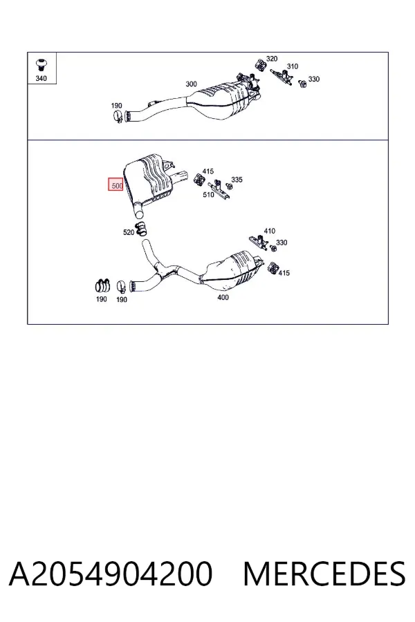 Глушник, задня частина A2054904200 Mercedes