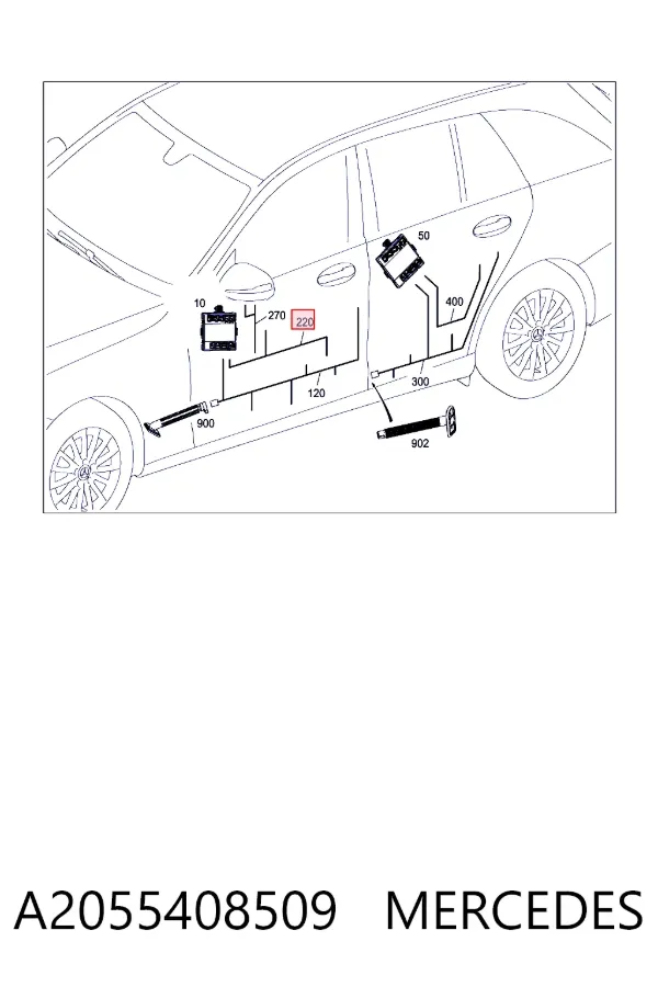 Джгут проводів передньої двері A2055408509 Mercedes