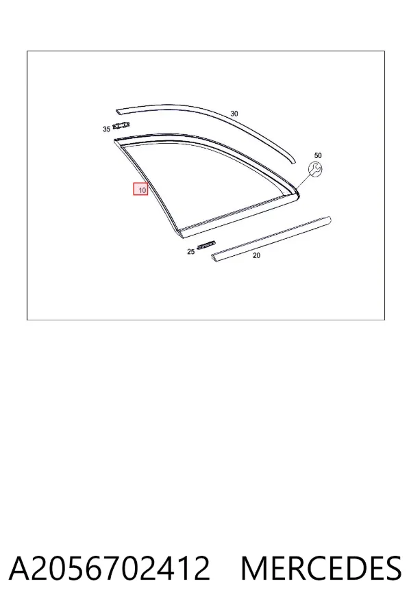 Скло багажного відсіку, праве A2056702412 Mercedes