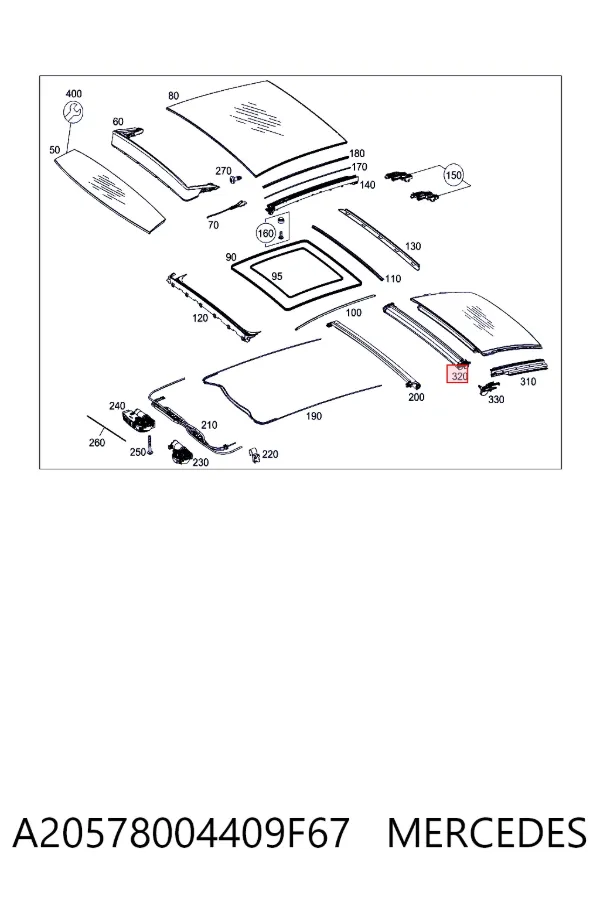 Штора люка сонцезахисна A20578004409F67 Mercedes