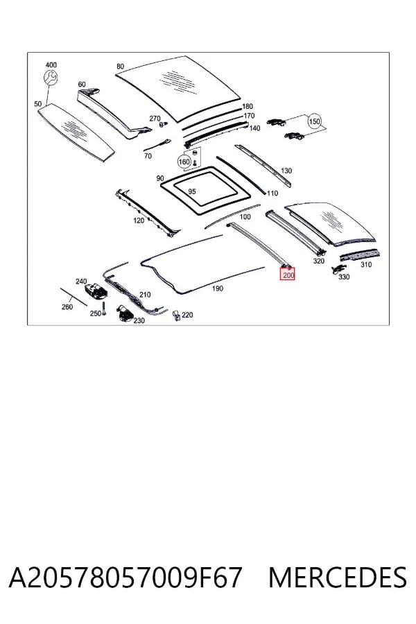 Штора люка сонцезахисна A20578057009F67 Mercedes