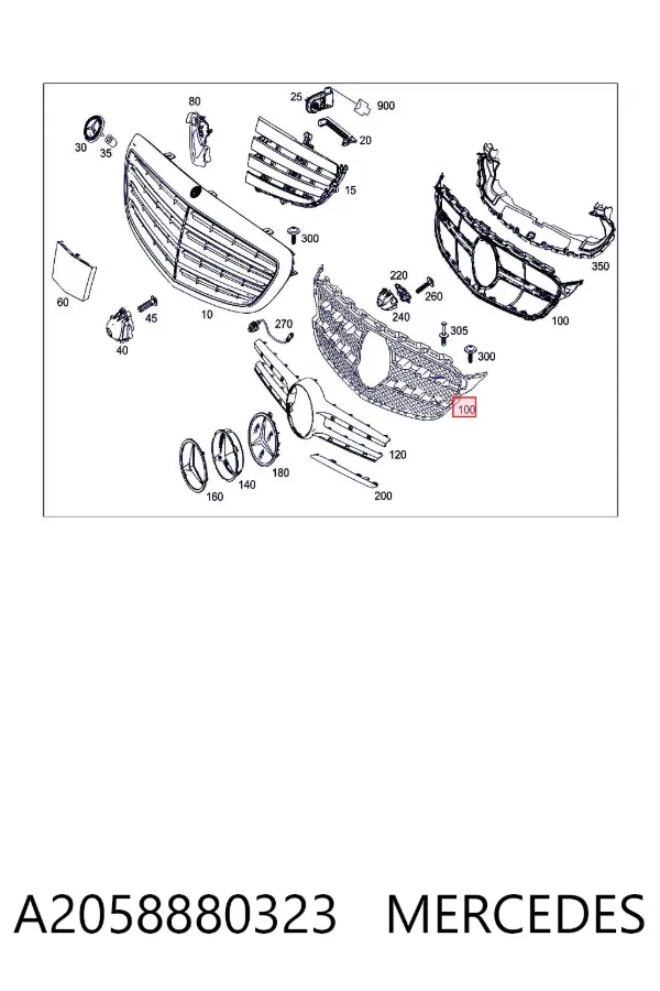 Решітка радіатора A2058880323 Mercedes