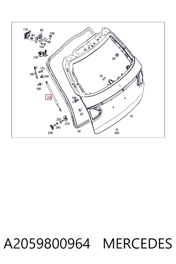 Амортизатор багажника A2059800964 Mercedes
