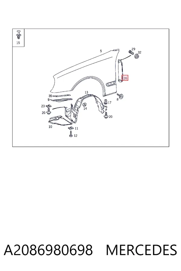 Ущільнювач крила A2086980698 Mercedes