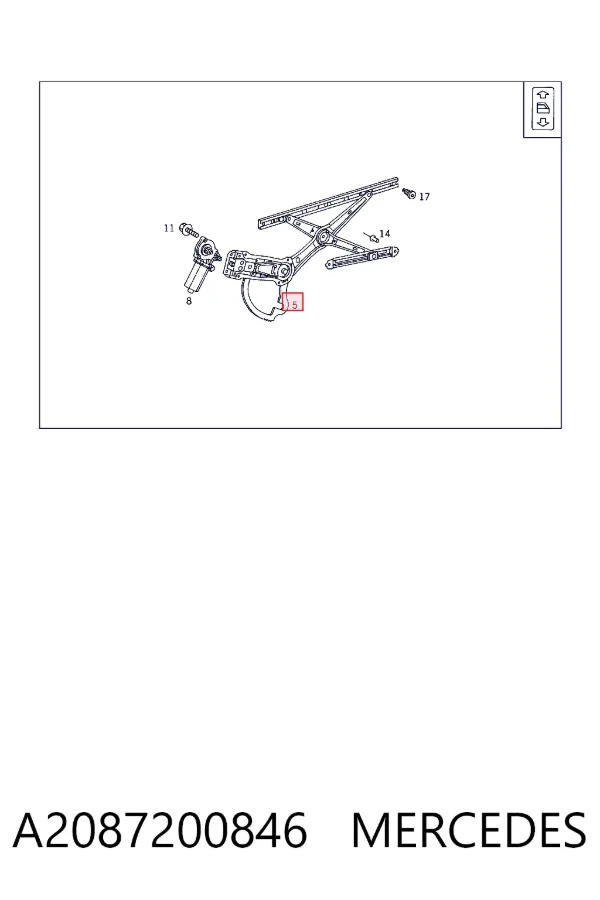Механізм склопідіймача двері передньої, правої A2087200846 Mercedes