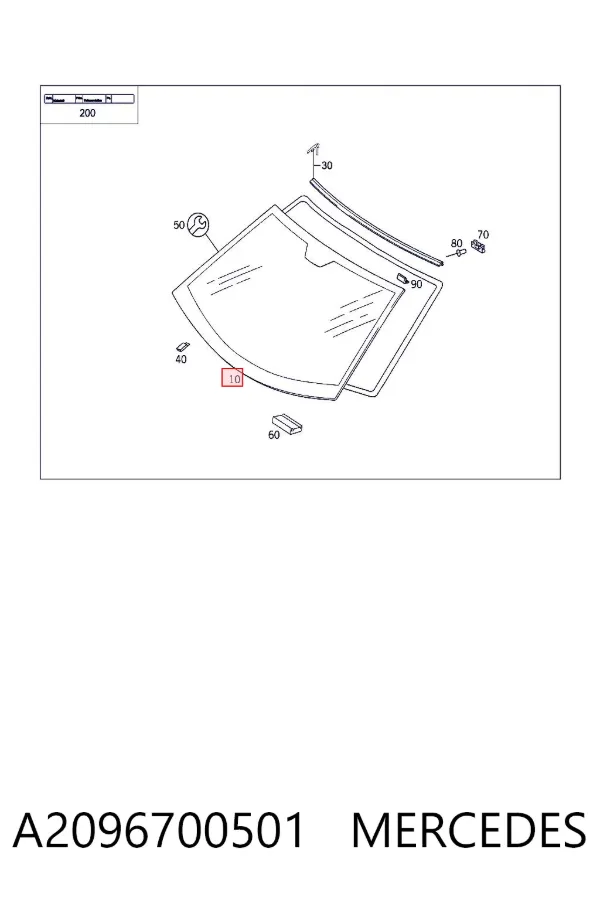 Лобове скло A2096700501 Mercedes