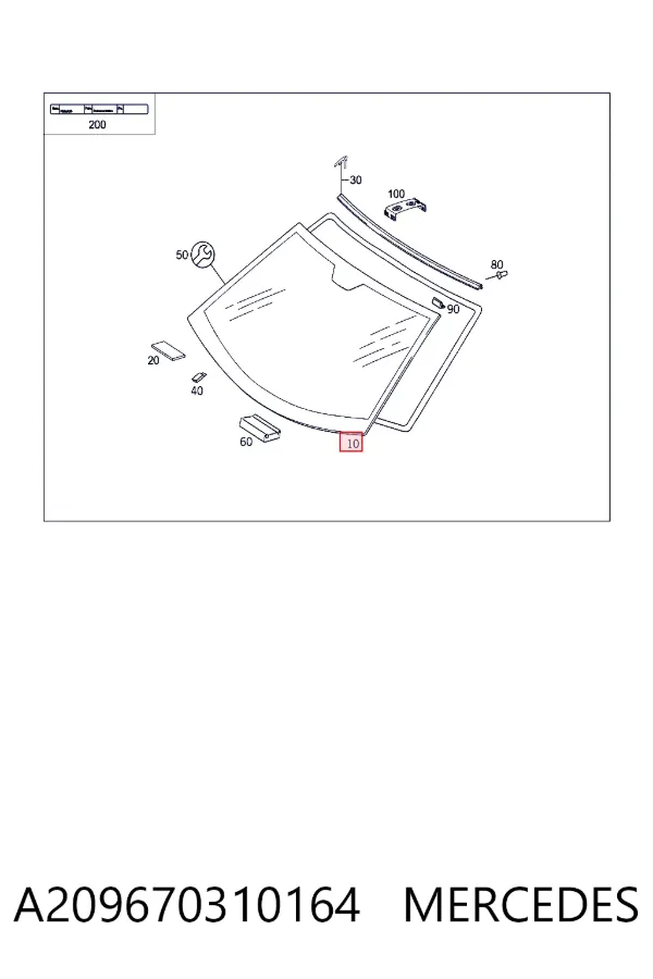 Автоскло Mercedes A2096703101 ціна, від 843.35 USD